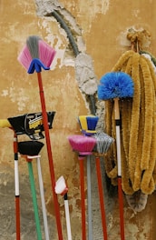 assorted-color floor brush lot