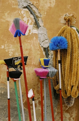assorted-color floor brush lot