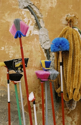 assorted-color floor brush lot