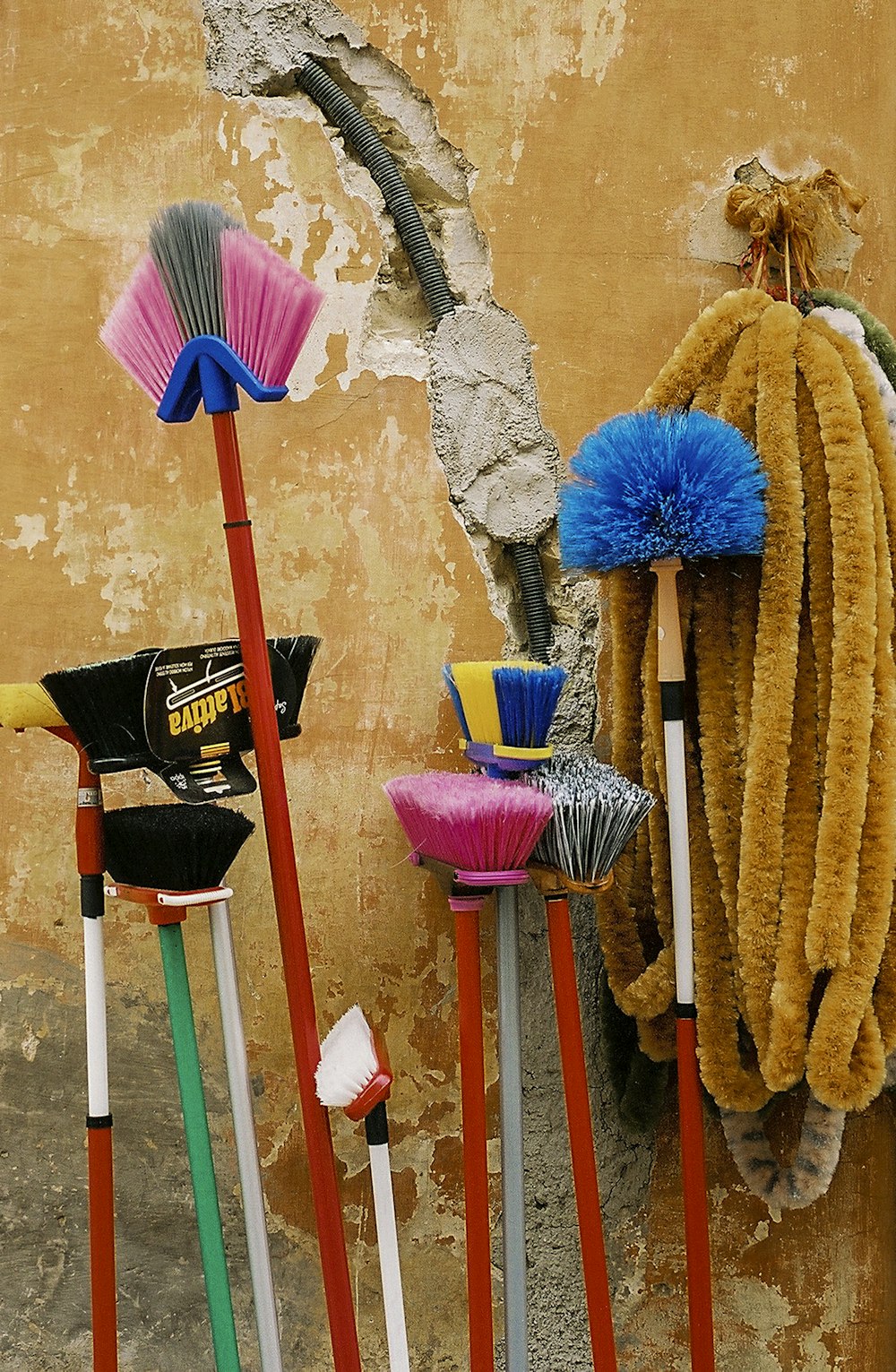 assorted-color floor brush lot