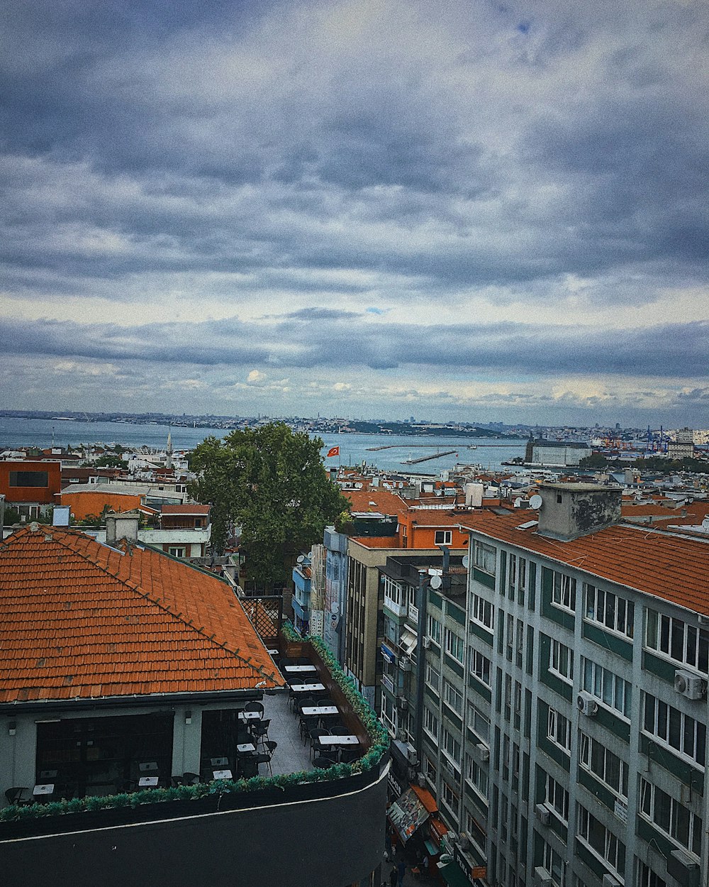 a view of a city from the top of a building