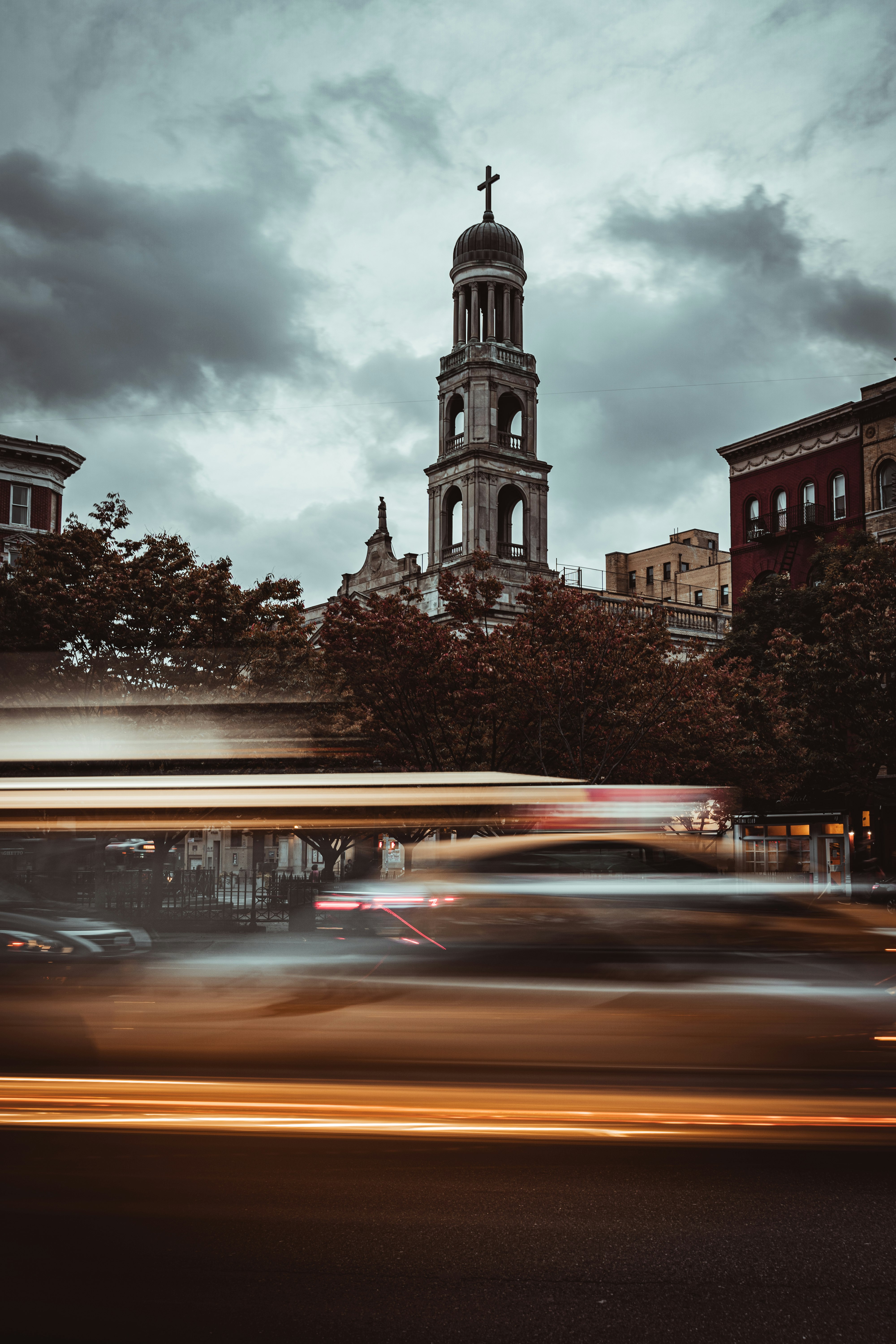 time-lapse photography of basilica under white and gray sky