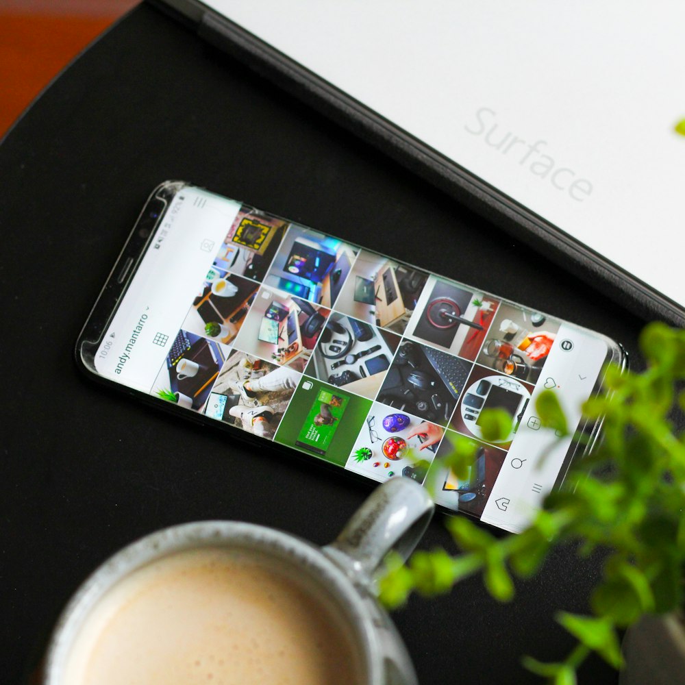 black Android smartphone on table