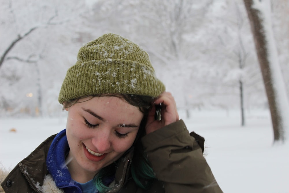 woman smiling during winter