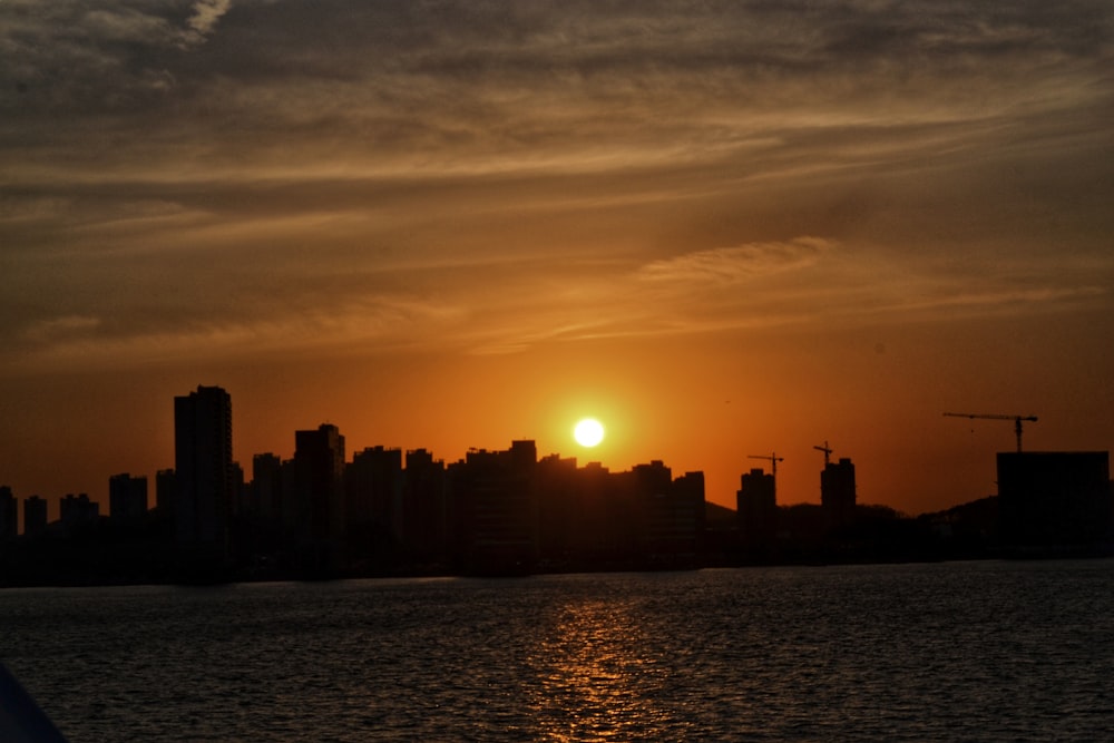 sunset near buildings