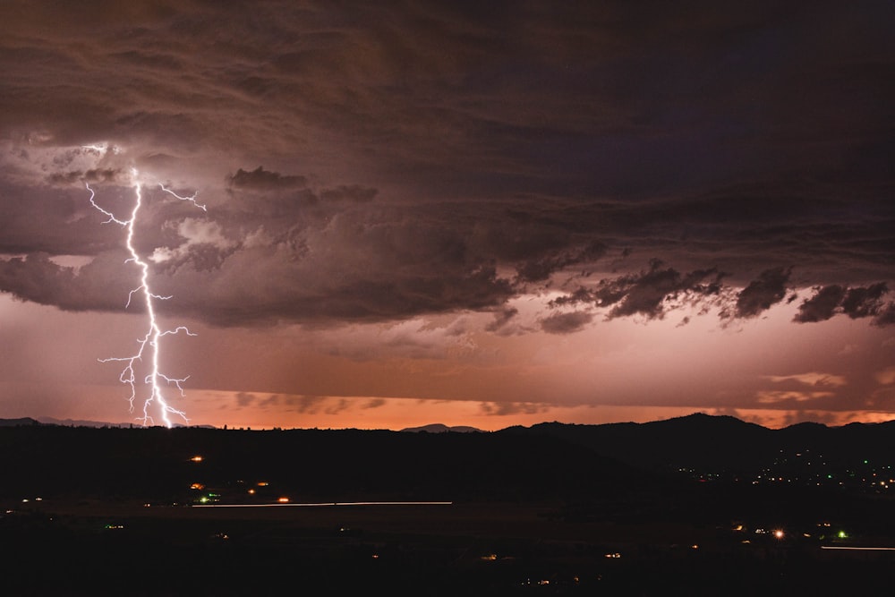 lightning strike during golden hour