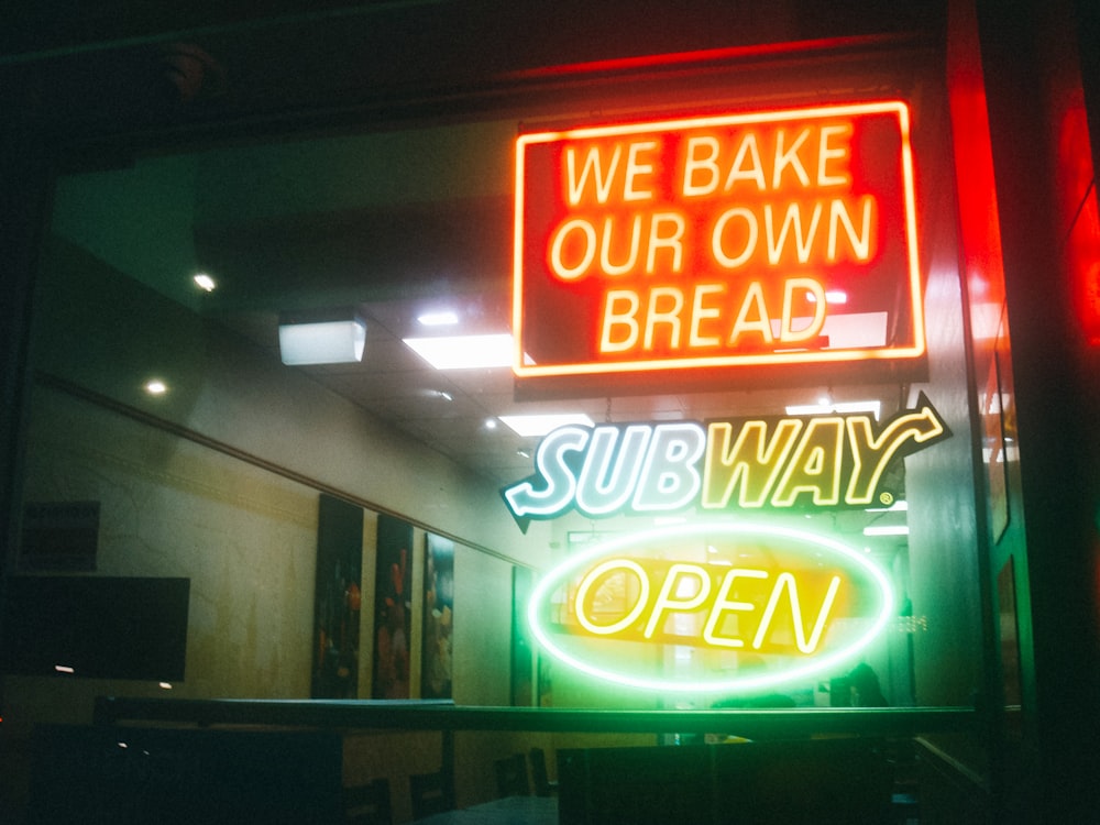 red and green neon sign