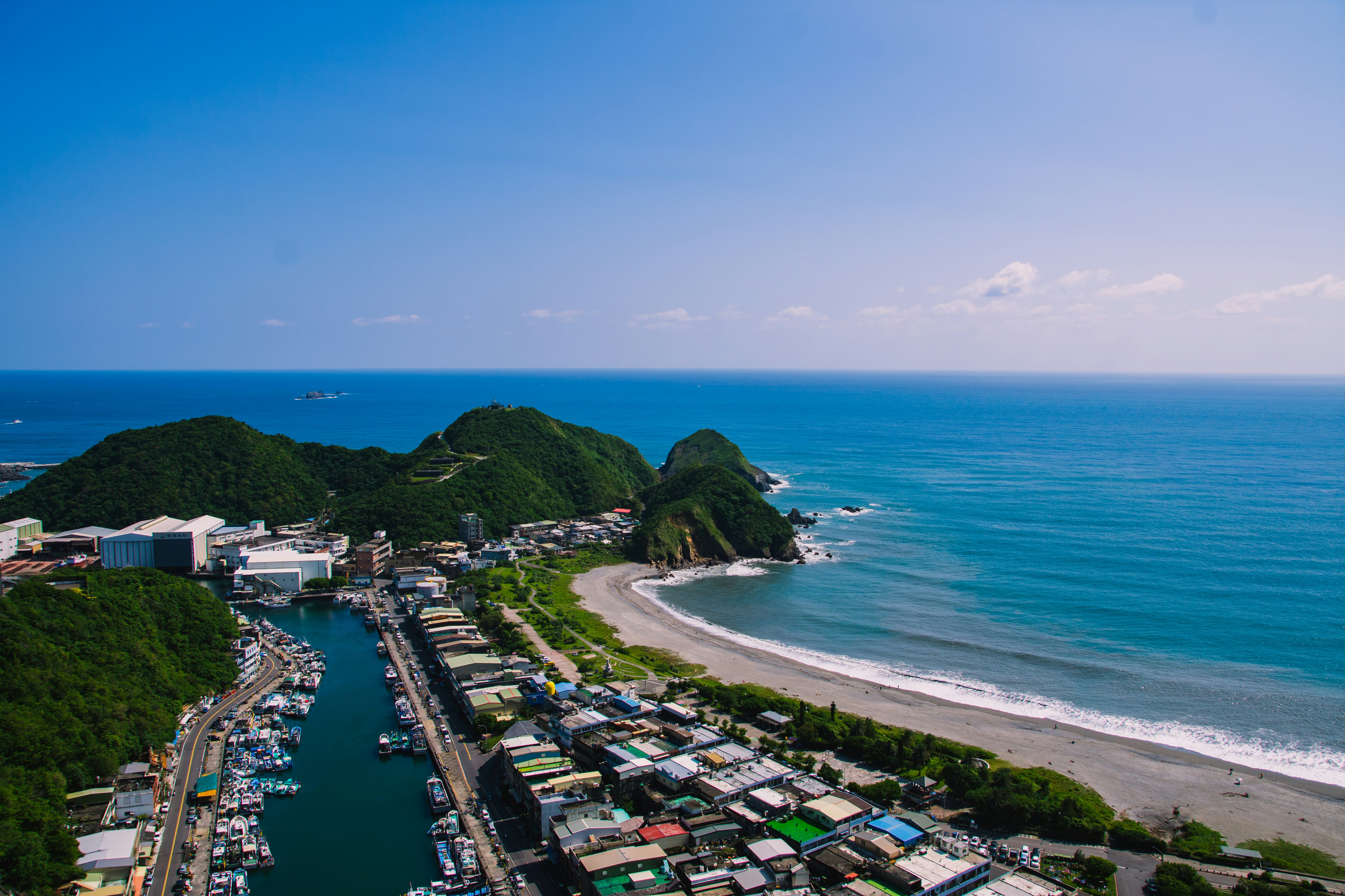 high-angle photography of blue beach