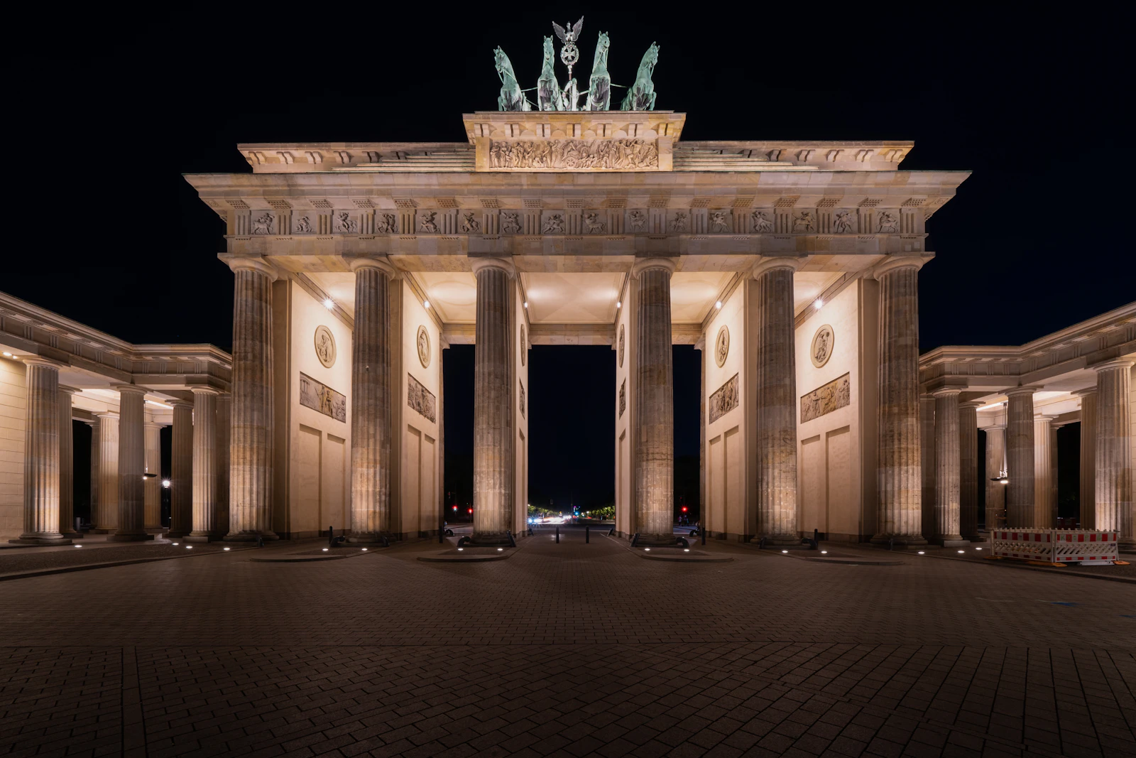 The Brandenburg Gate in Berlin, Germany, photographed from the former East Berlin side