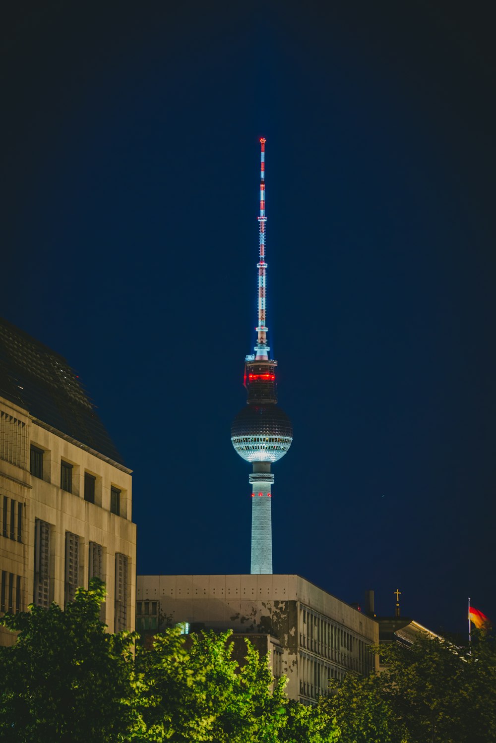 gray tower at night