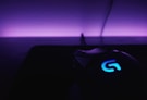 black and blue Logitech gaming mouse