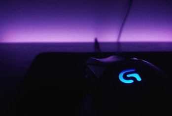 black and blue Logitech gaming mouse