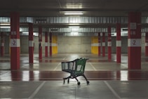 shopping cart in indoor parking lot