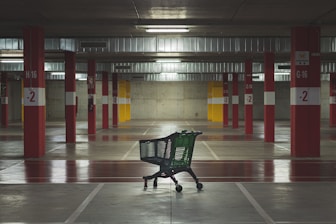 shopping cart in indoor parking lot