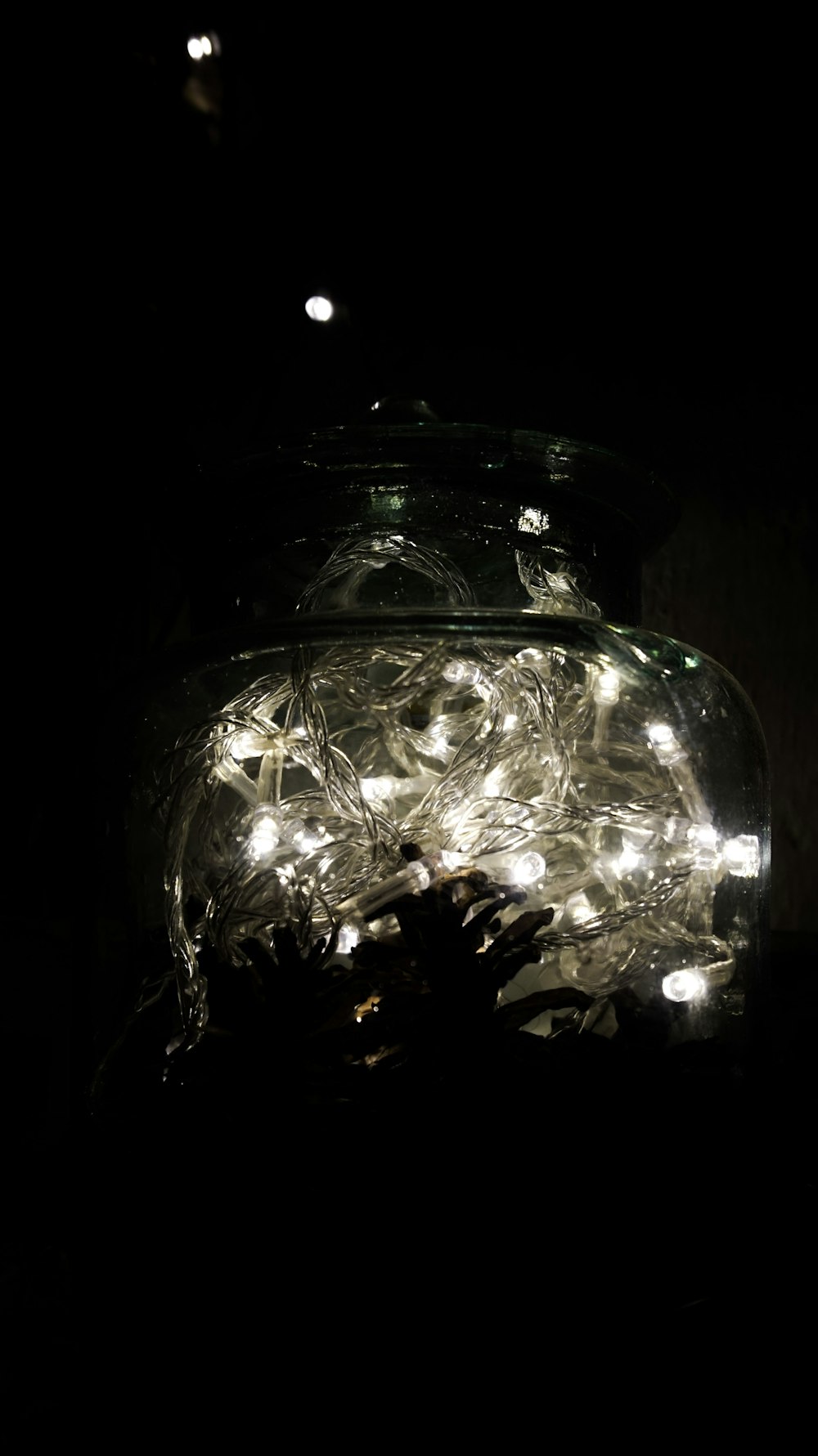 string lights in jar