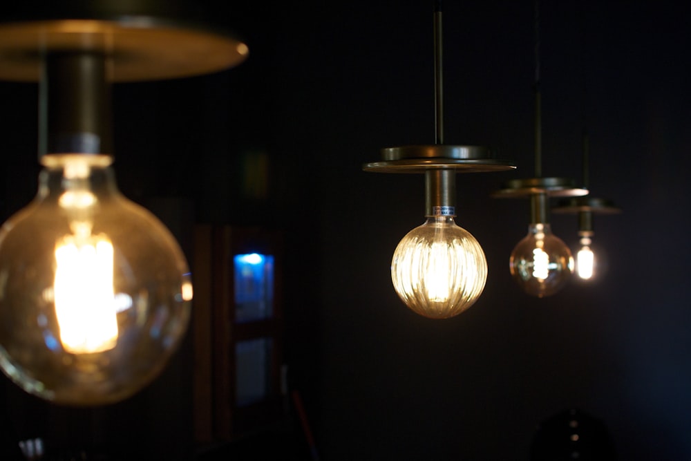 turned-on Incandescent bulbs inside a dark room