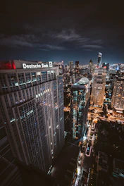 high rise buildings during nighttime