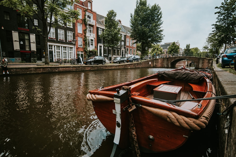 red and brown boat