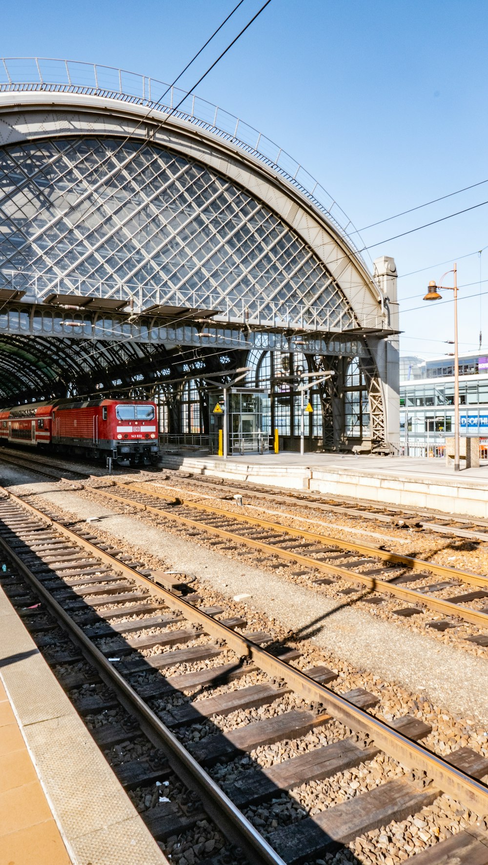 red train in train station