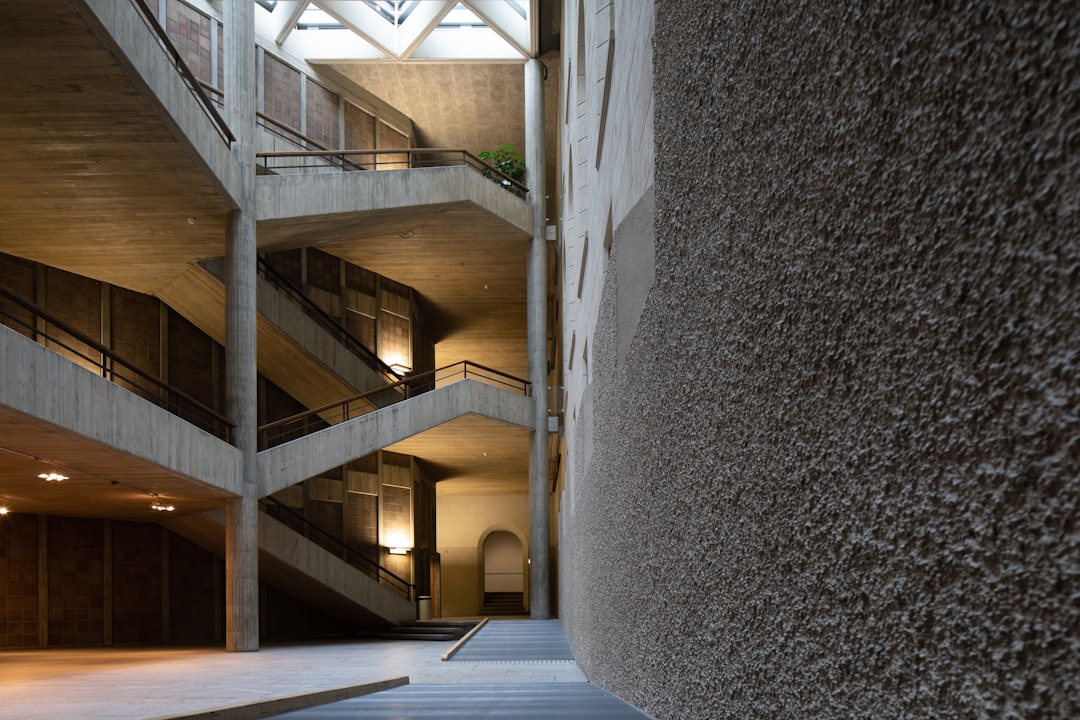 gray cement staircases