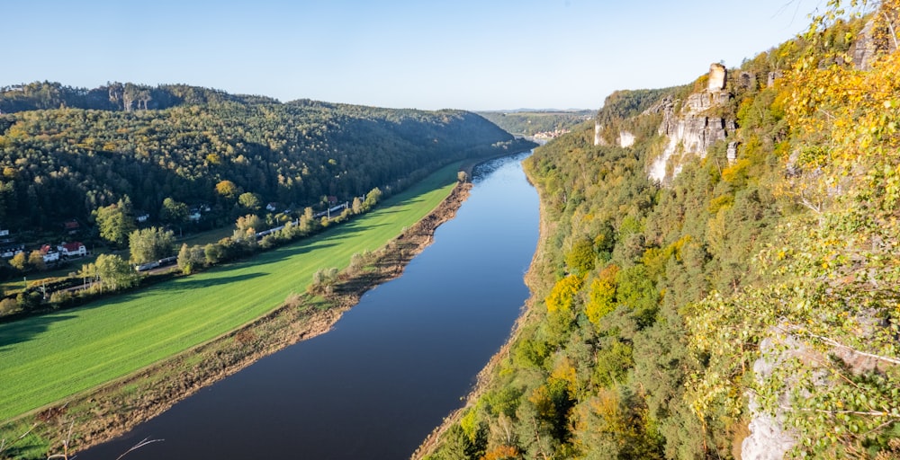 rivière sous le ciel bleu