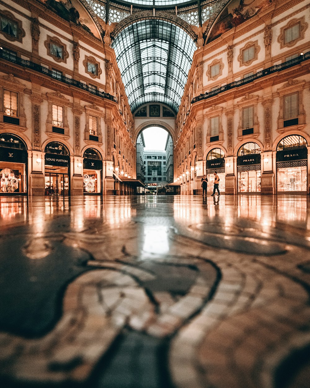 interior of a beige mall