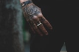 a man with a ring on his left hand