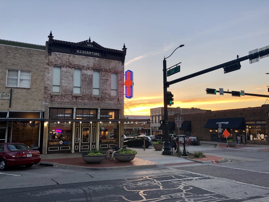 Texas sunset over small town