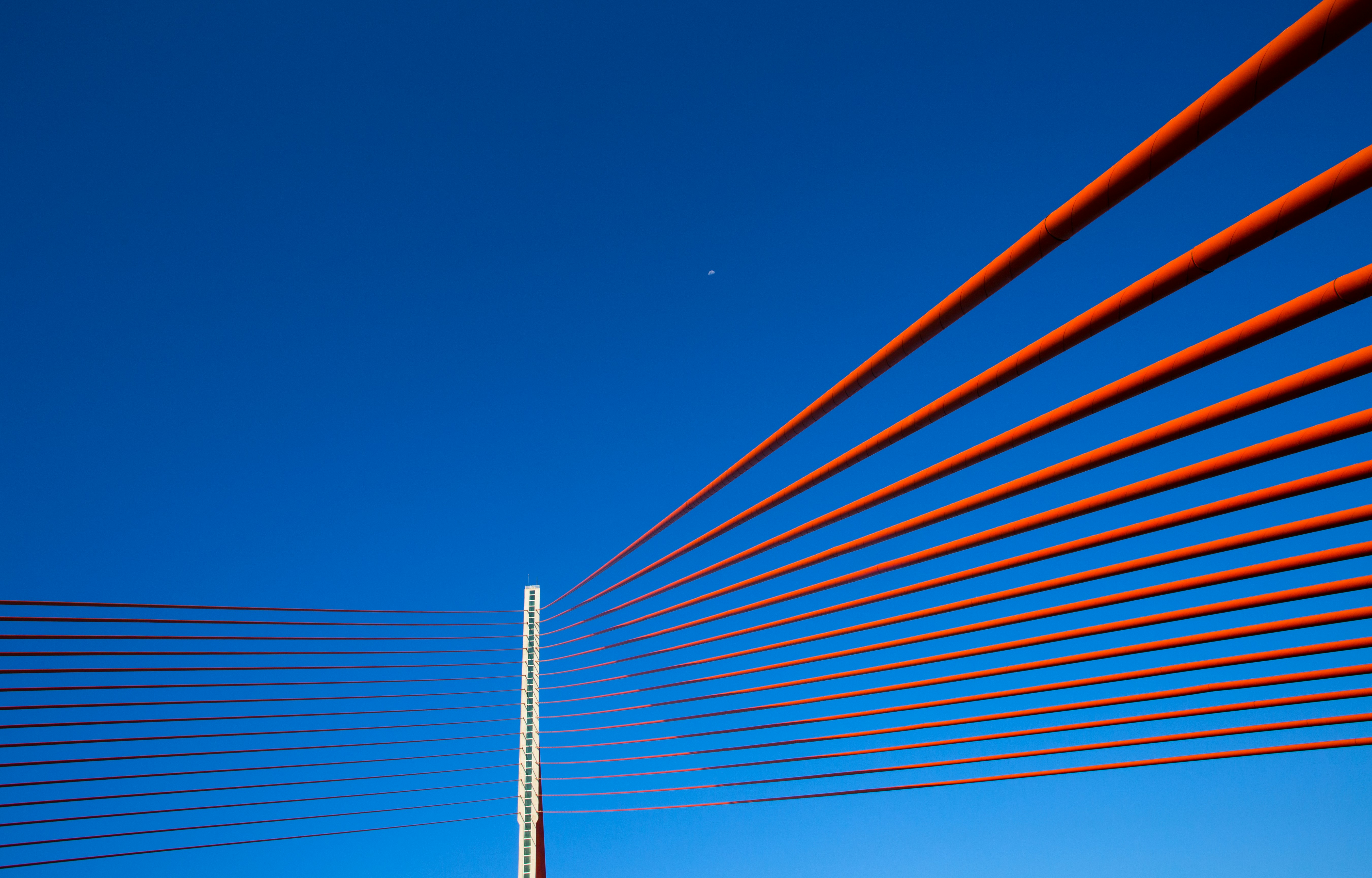 red suspension bridge during daytime