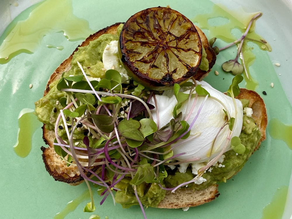 baked bread with green leafy