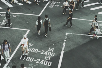 people crossing pedestrian