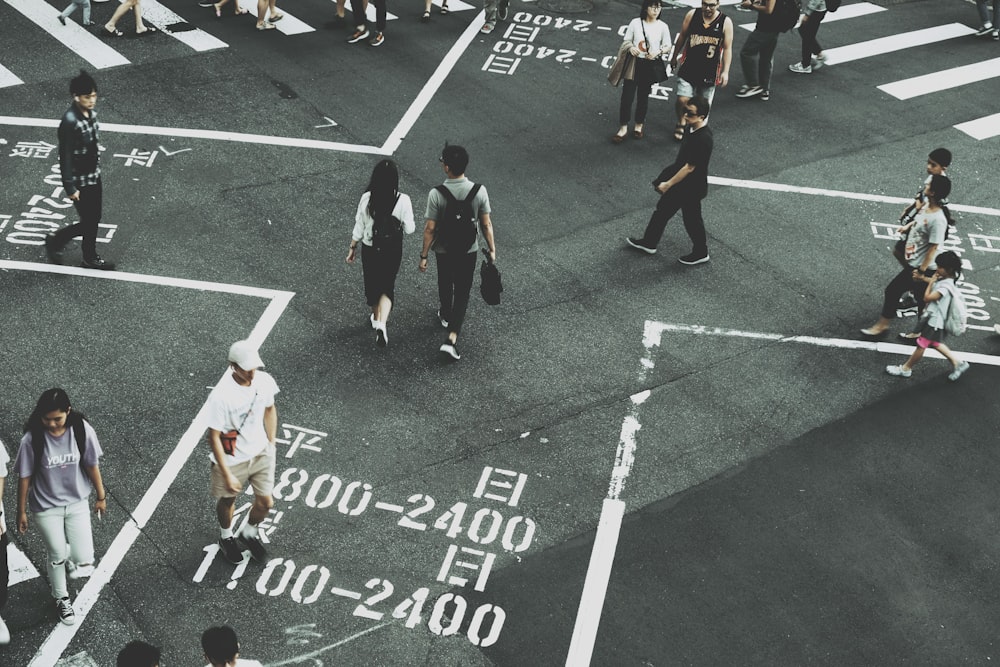 people crossing pedestrian