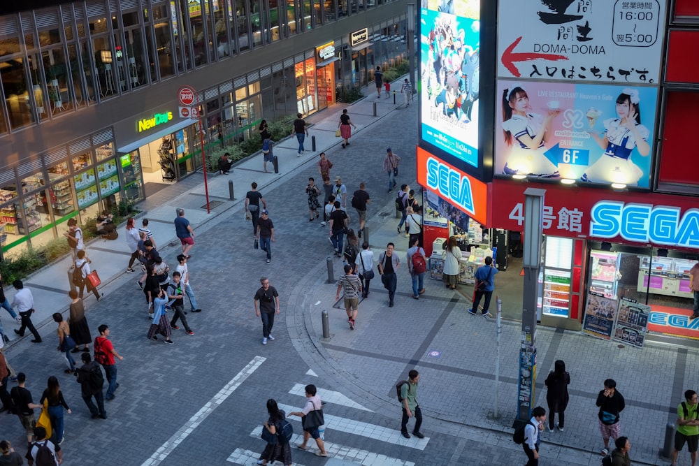 people crossing streets