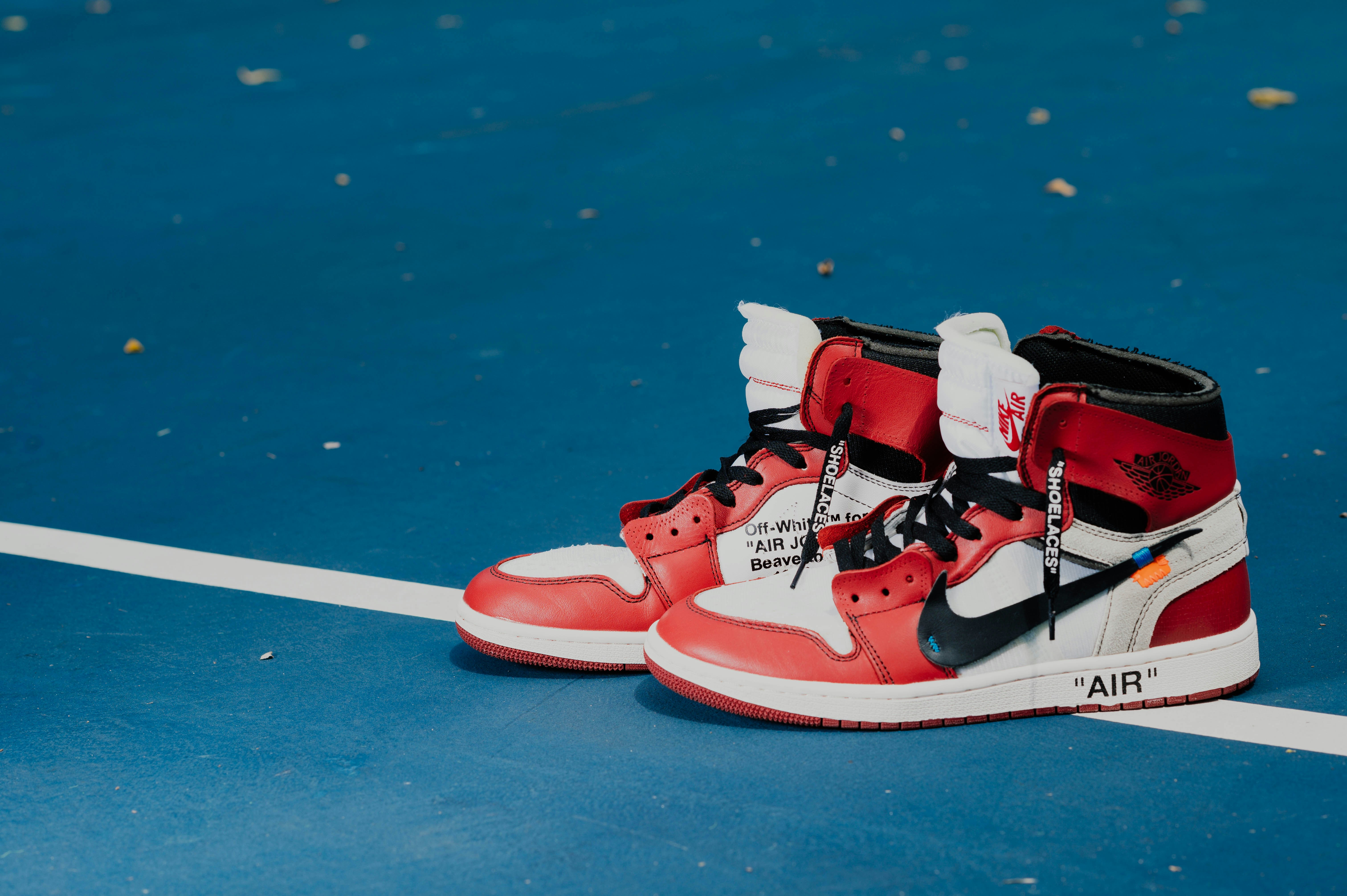 Red And White Nike Air Jordan 1 Shoes Photo Free Clothing Image