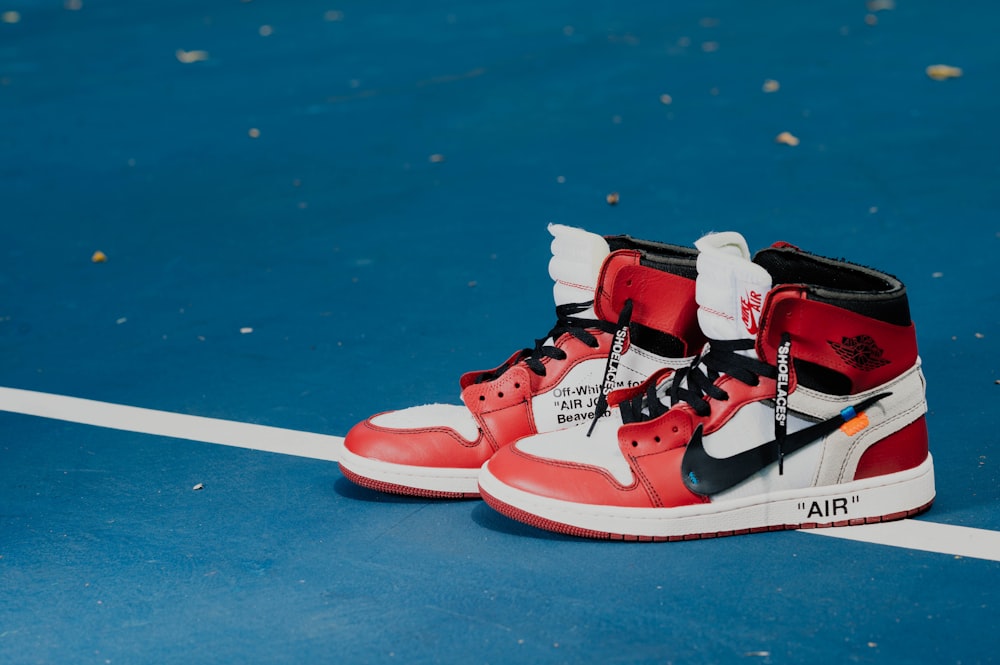 Red And White Nike Air Jordan 1 Shoes Photo Free Clothing Image