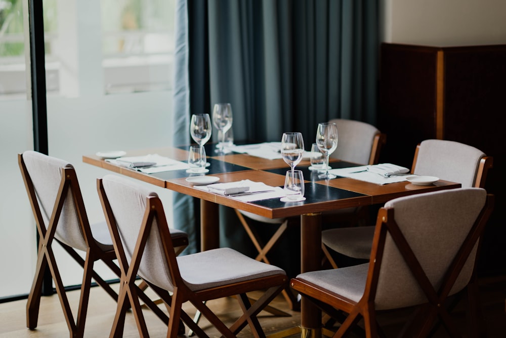 brown table with chairs