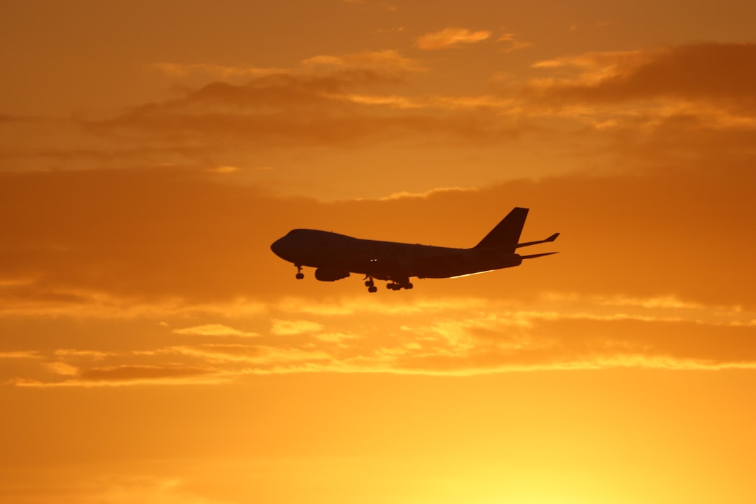 airplane under golden hour skies, Unmistakable silhouette of the Queen!</p></figure><p>Saudia Cargo B744F 