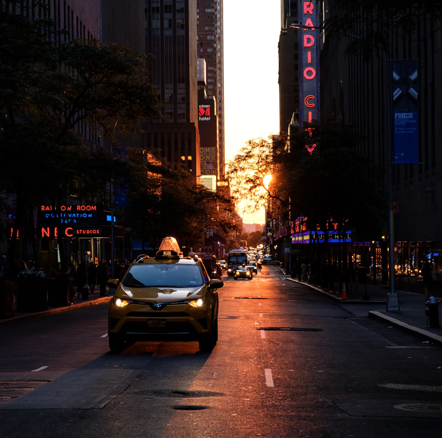 Taxi on a city street
