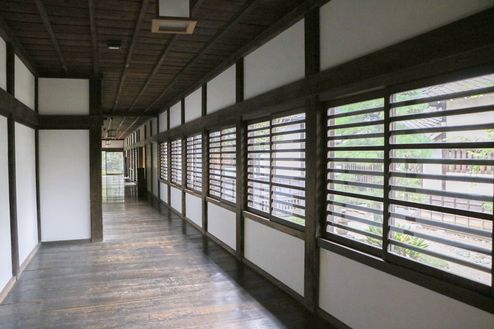 white and brown hallway