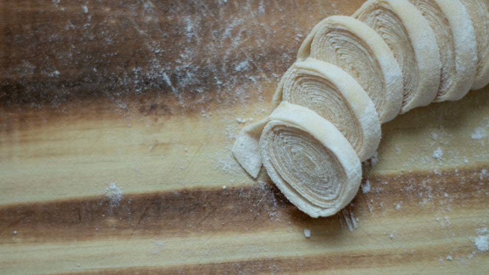 sliced dough on chopping board