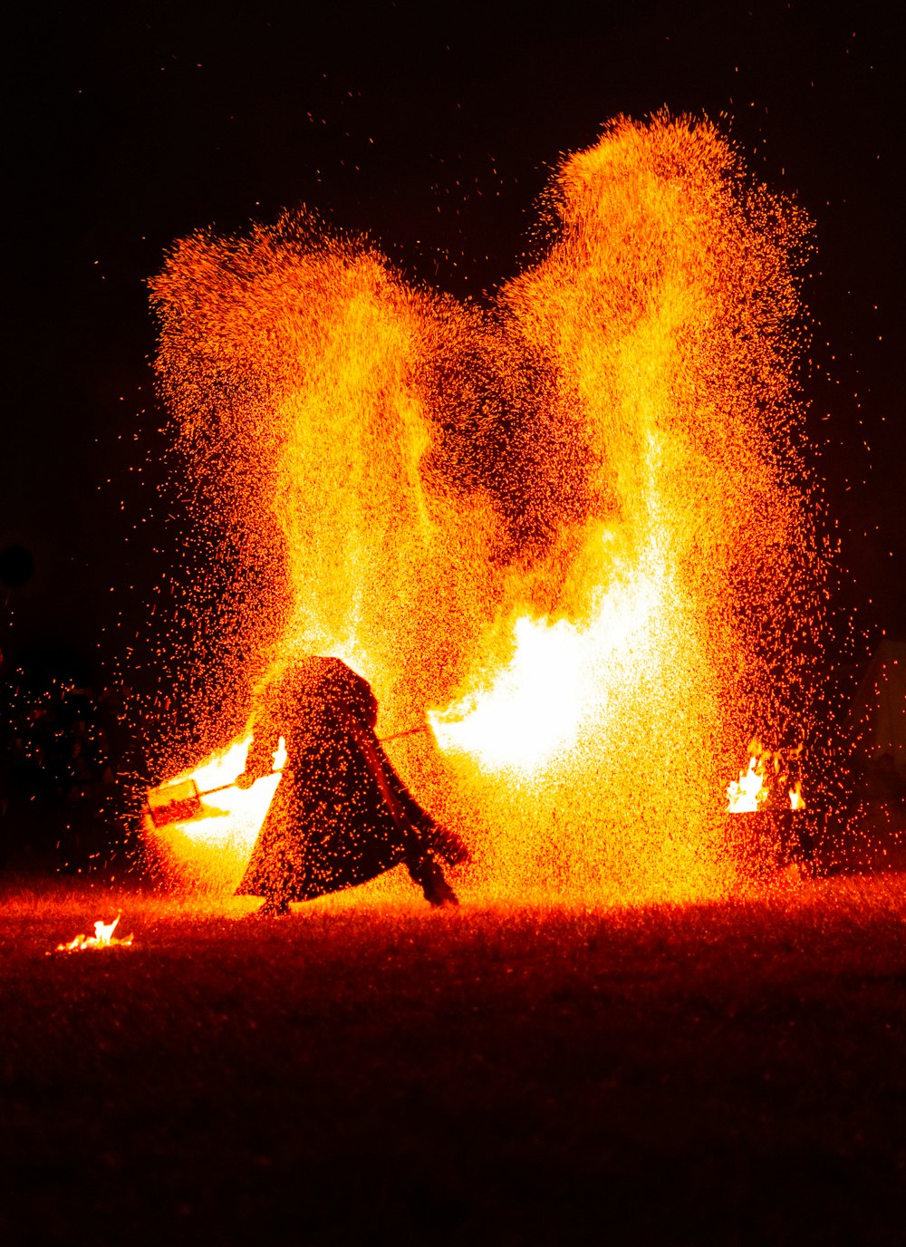 man with fire dancing