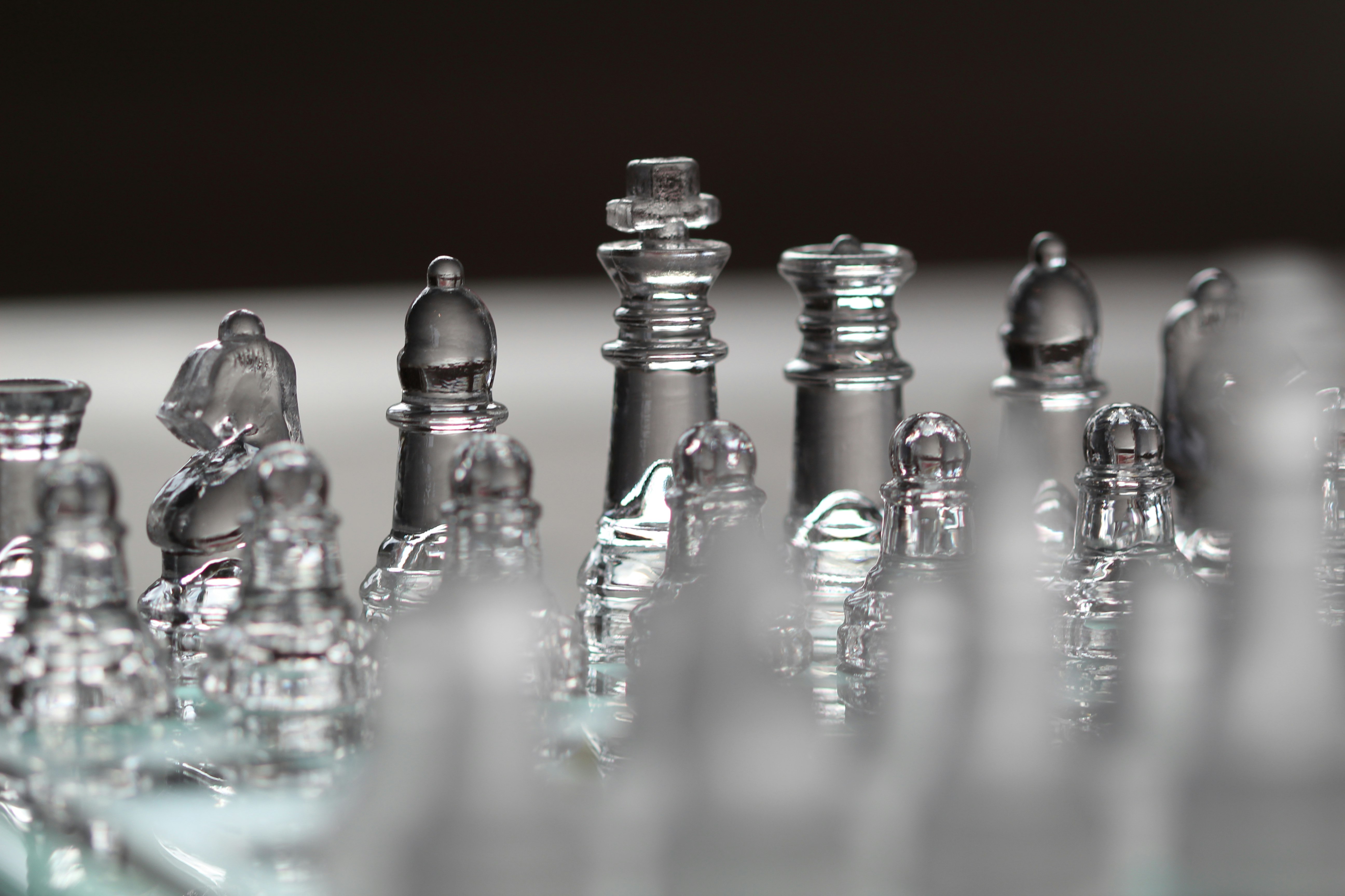 clear glass chess pieces