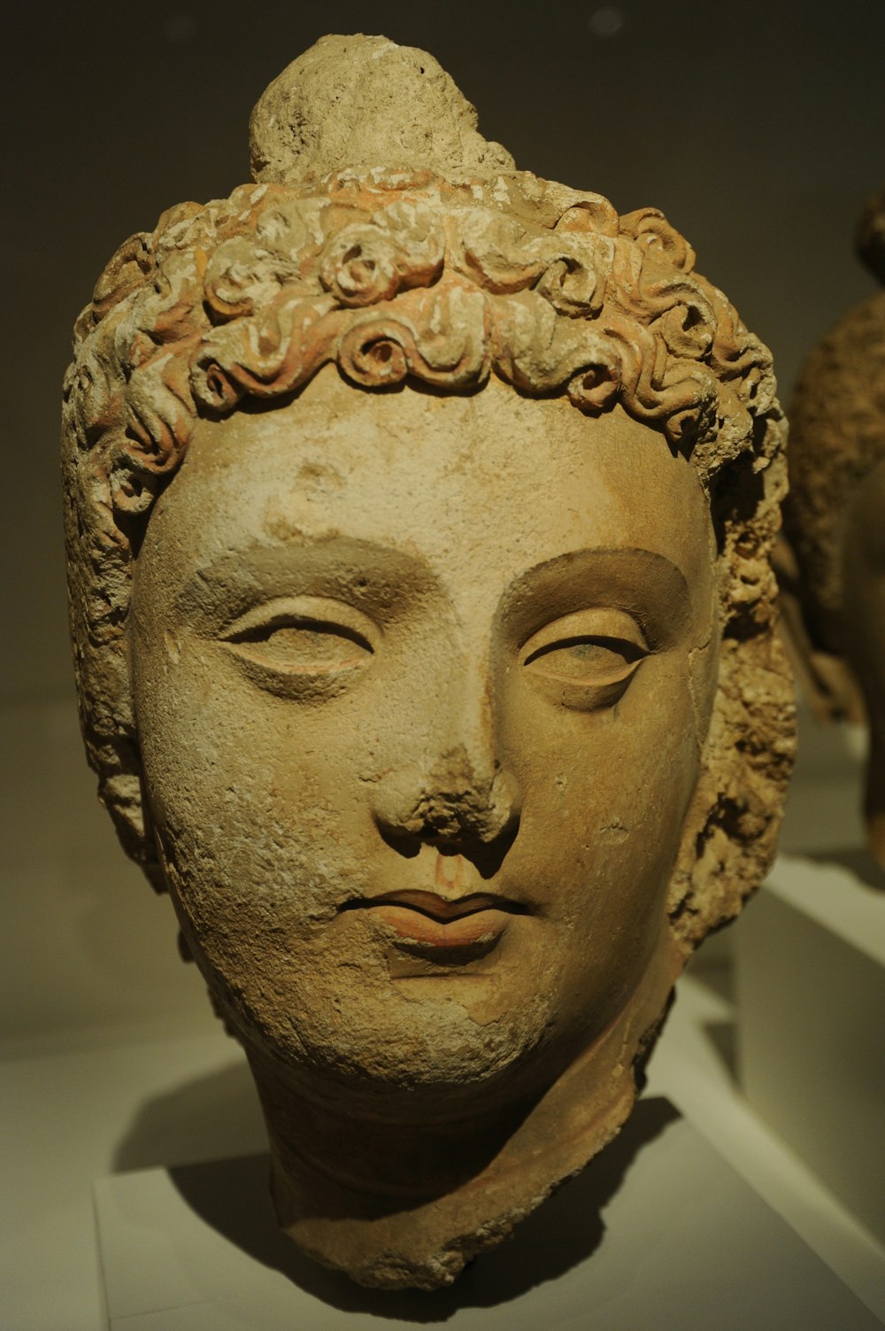 medieval woman's head bust statue