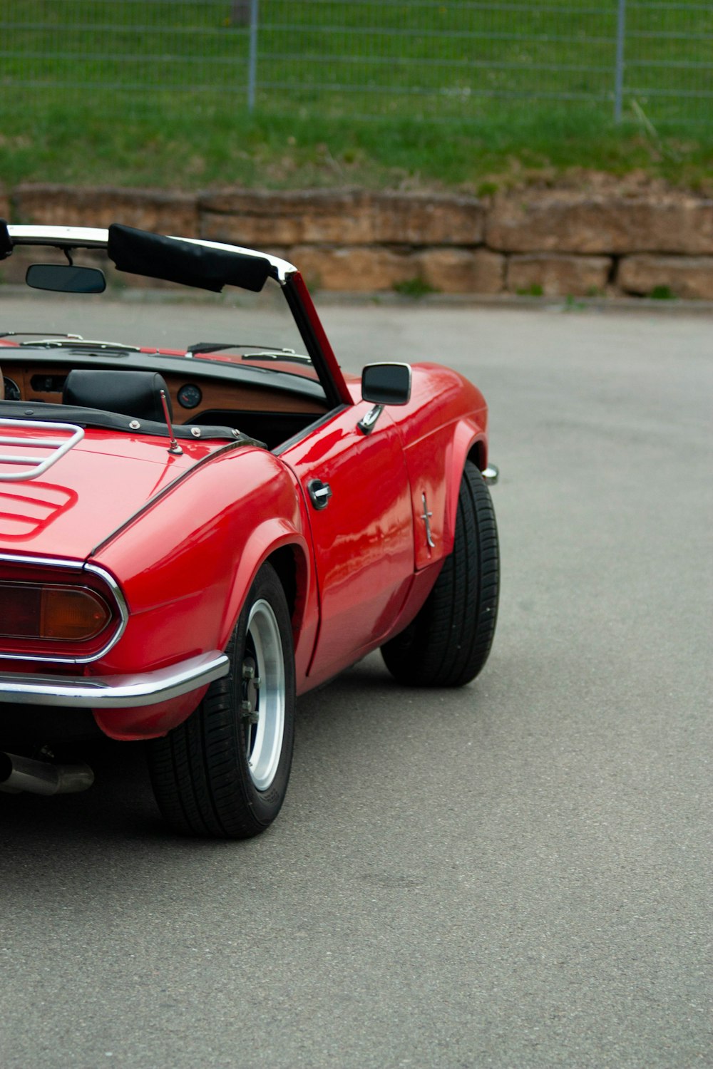 empty red convertible coupe