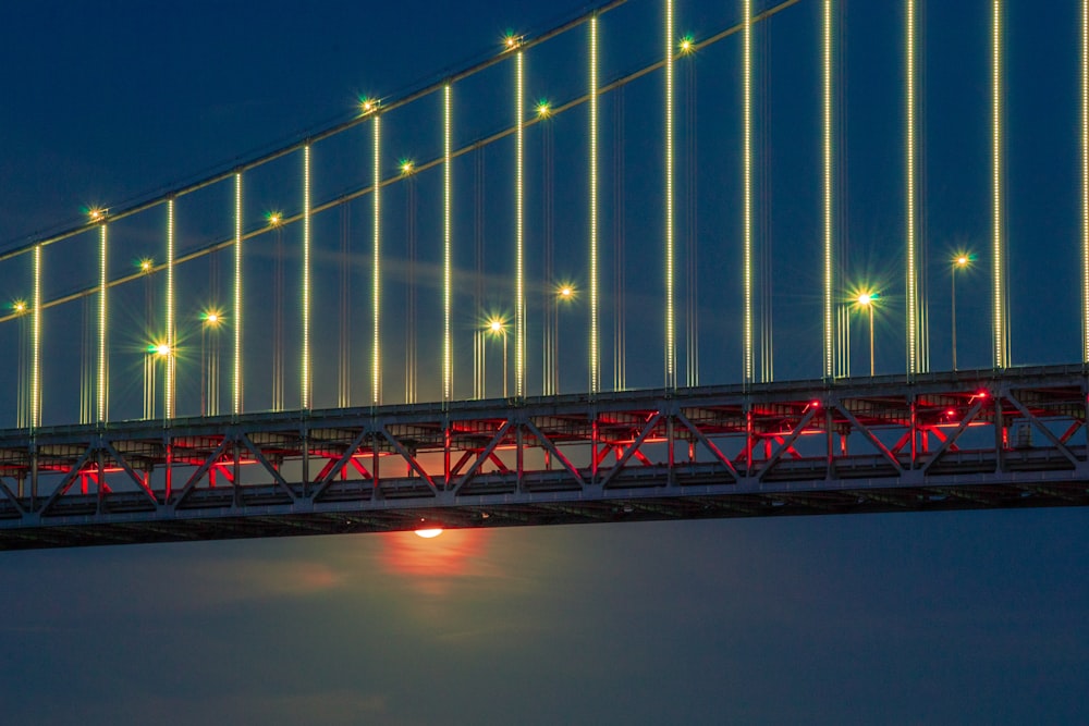 gray and red LED bridge