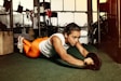 man using ab roller
