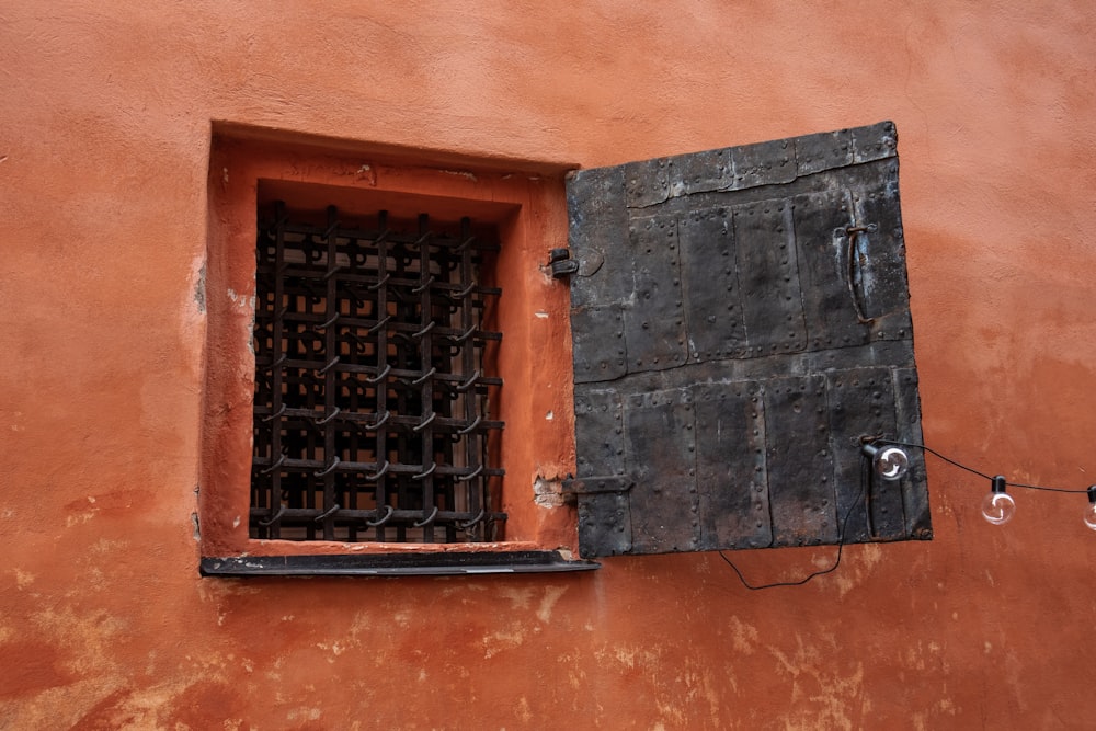 building with opened window