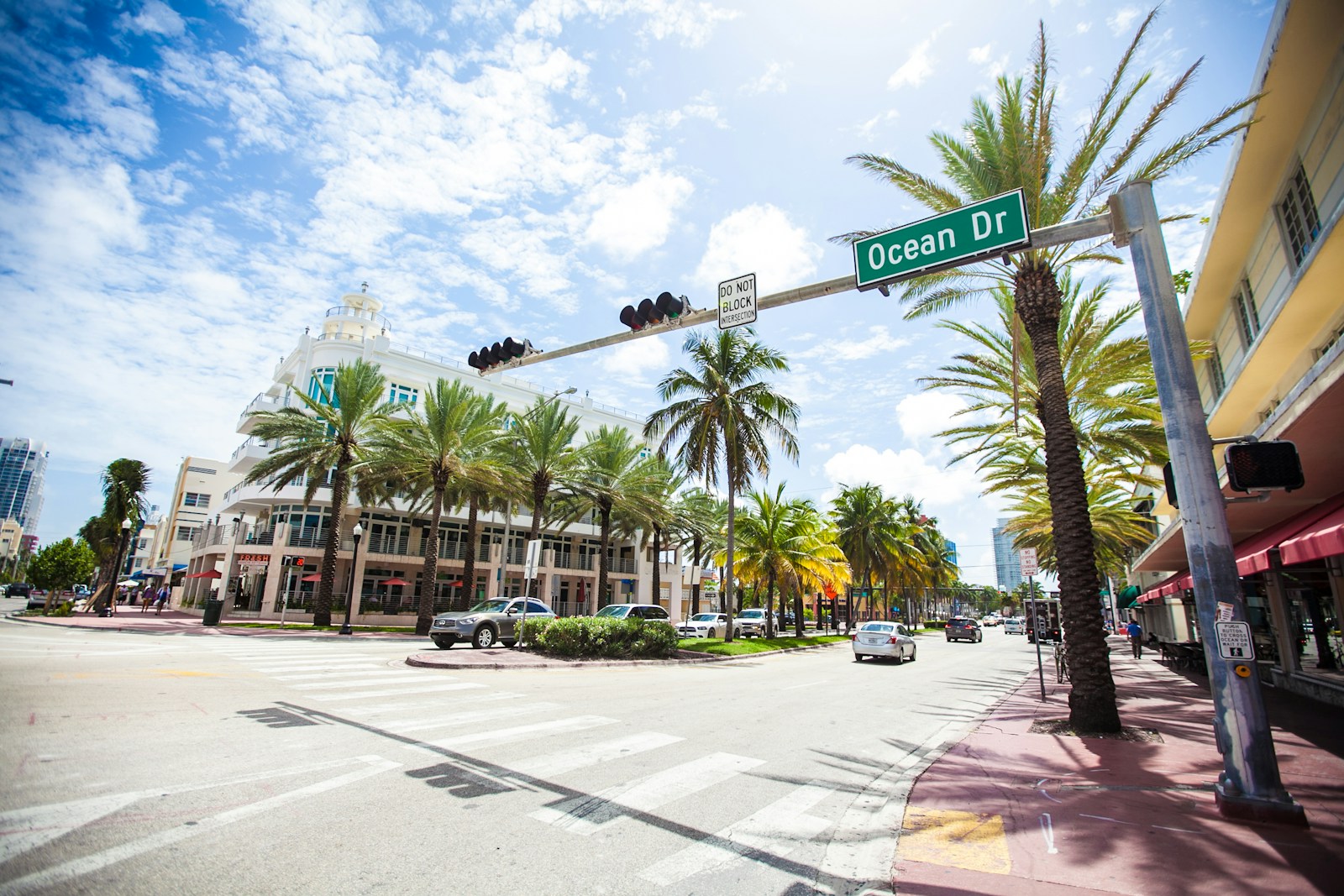 Ocean Drive signage in the South Beach Art Deco district, Miami Beach