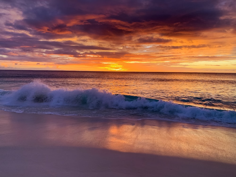 sea waves during sunset