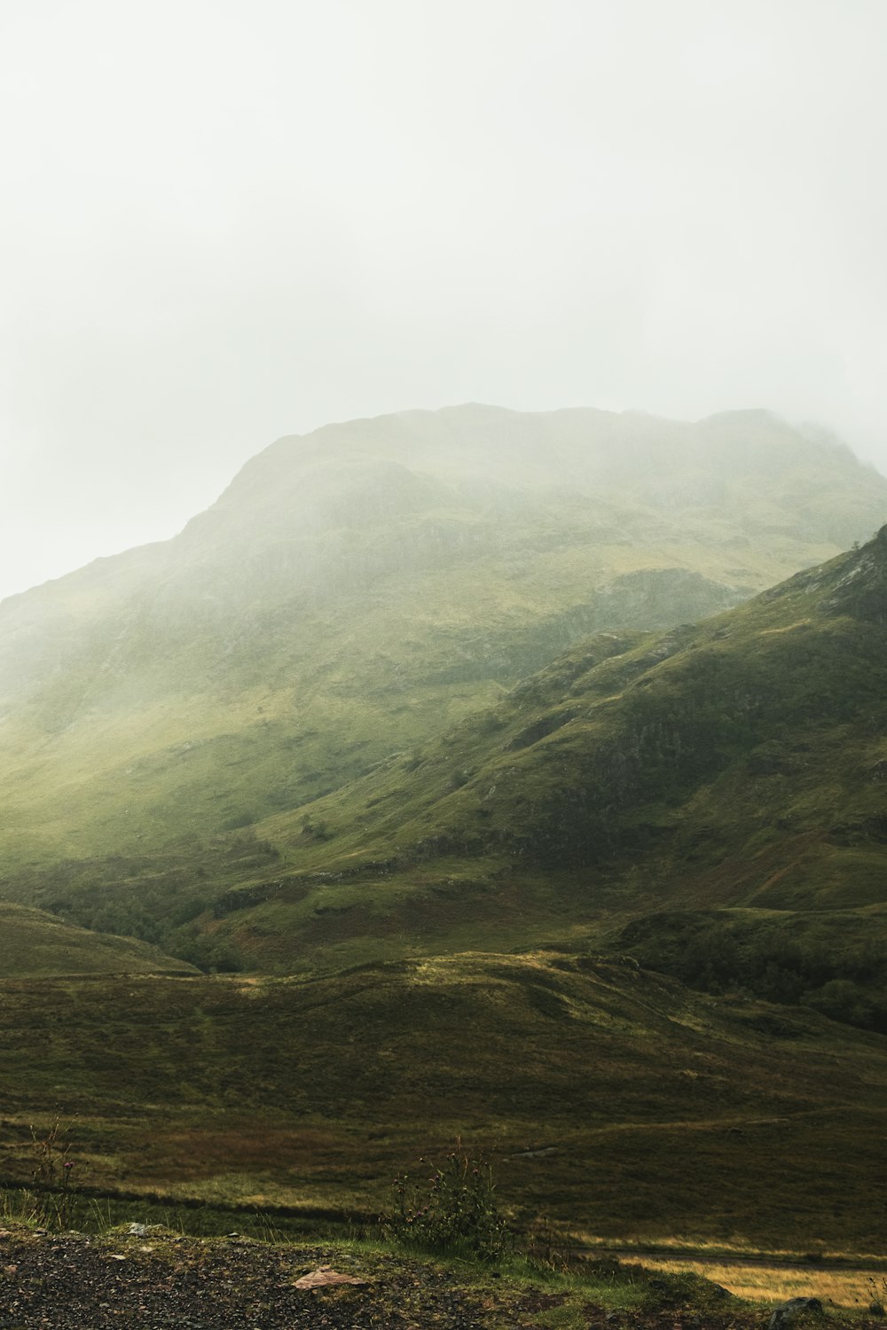 landscape photography of green mountain